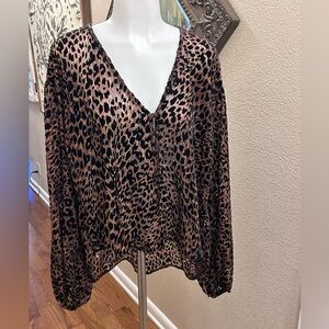 Free People Leopard Print Sheer Topper